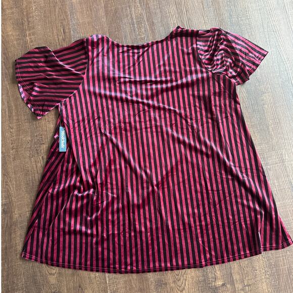 ModCloth Conjuring Magic Velvet Swing Dress Tunic Stripes Red Black Size 4X NWT - Picture 2 of 7